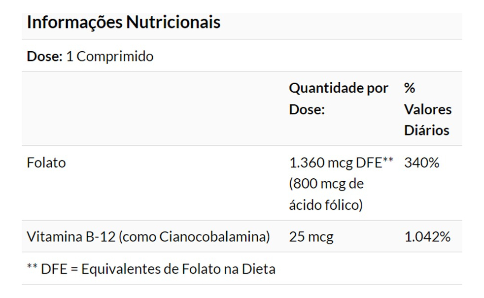Ácido Fólico 800mcg Vit. B-12 250tab Importado 5un Now Foods - Imagem 4
