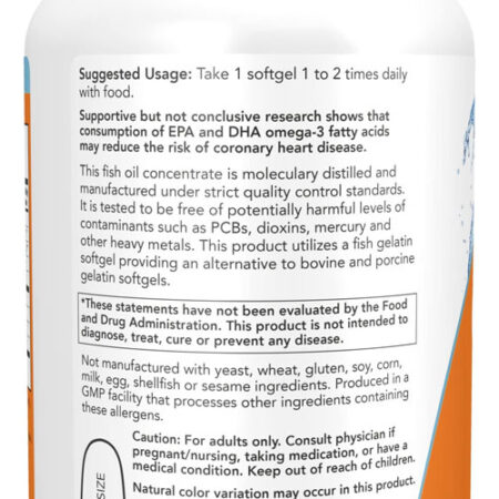 Ultra Omega-3 Now Foods 500/250 Fish Gelatin 180 Softg 4un - Imagem 4