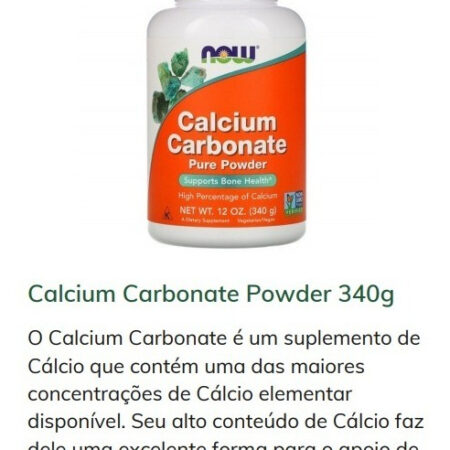 Carbonato De Cálcio Em Pó 340g Now Foods Calcium Carbonate - Imagem 2