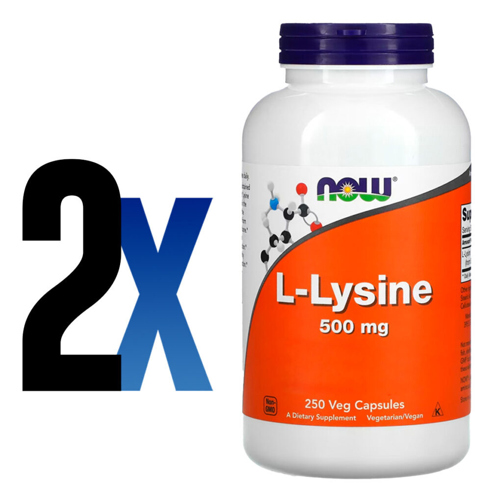 L-lisina 500mg L-lysine 250 Veg Caps Importado 2un Now Foods - Imagem 2