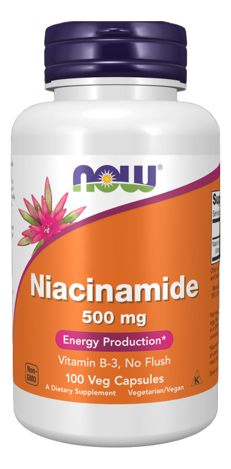 Niacinamida Vit B-3 500mg Now Foods 100 Veg Caps 3un Sabor Sem Sabor - Imagem 2