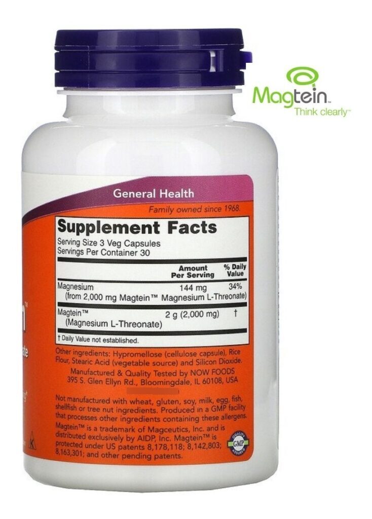 Magtein Magnesium Lthreonate Magnésio L-treonato 90caps Now - Imagem 3