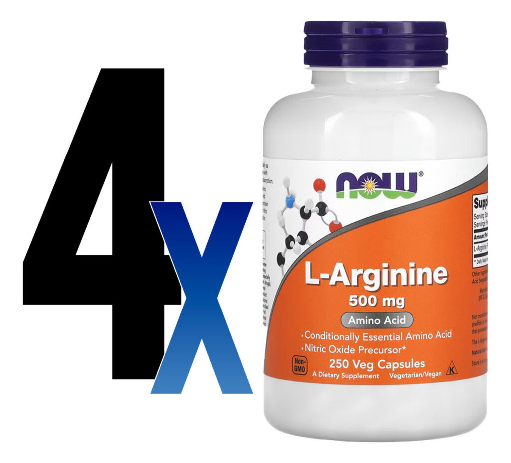 L-arginina 500mg Now Foods L-arginine 250 Veg Caps 4un - Imagem 2