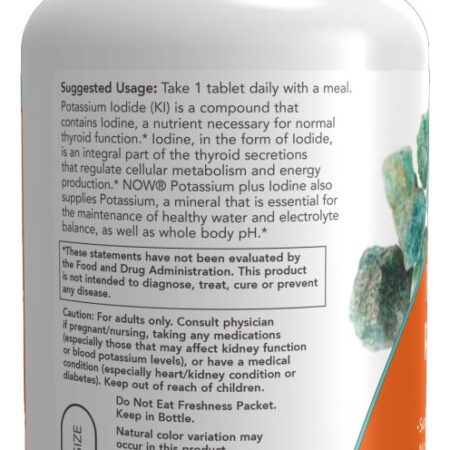 Potássio Plus Iodo Now Foods Potassium Plus Iodine 180tablts Sabor Sem Sabor - Imagem 3