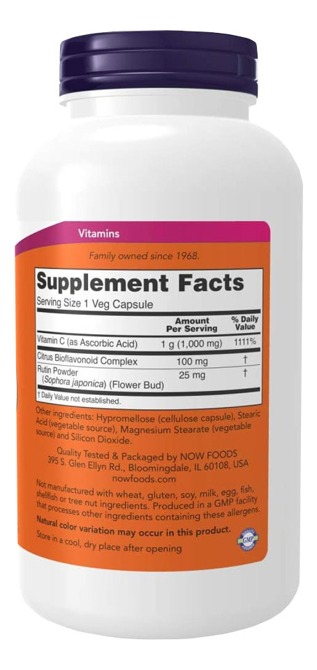 Now Foods Vitamina C-1000mg 250 Cápsulas Importado 3un - Imagem 3