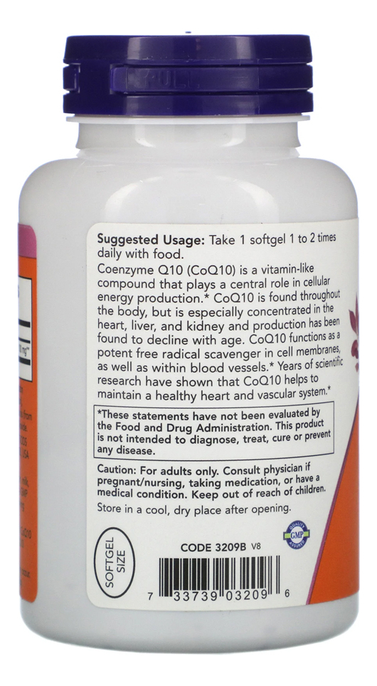 Coenzima Coq10 100mg 150 Softgels Importado 2un Now Foods - Imagem 4
