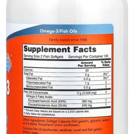 Ômega-3 1.000mg180/120 200caps Softgels Now Foods - Imagem 2