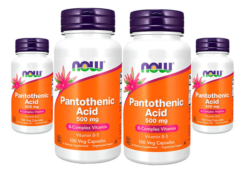 Ácido Pantotênico 500mg Now Foods Complexo B 100cap 4un Sabor Sem Sabor