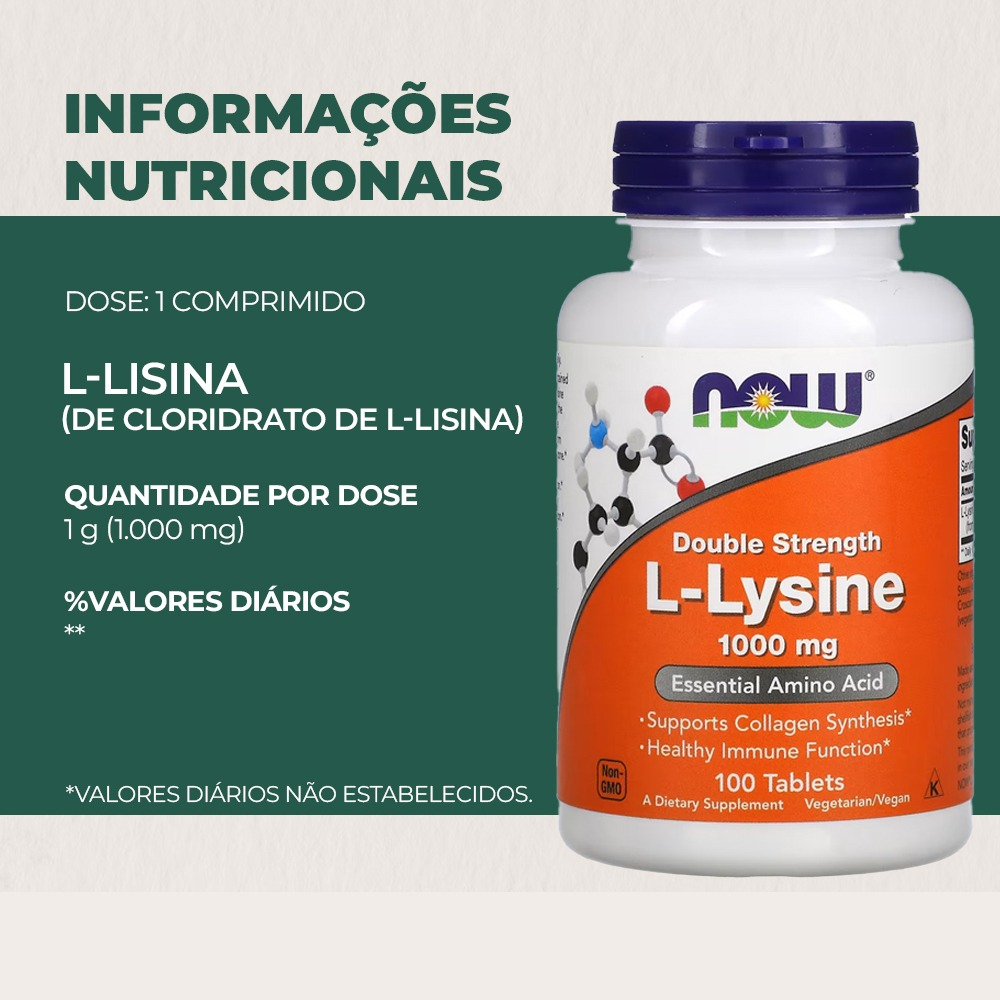 L Lisina 1000mg Now Foods 100 Tablets + Porta Cápsulas - Imagem 4