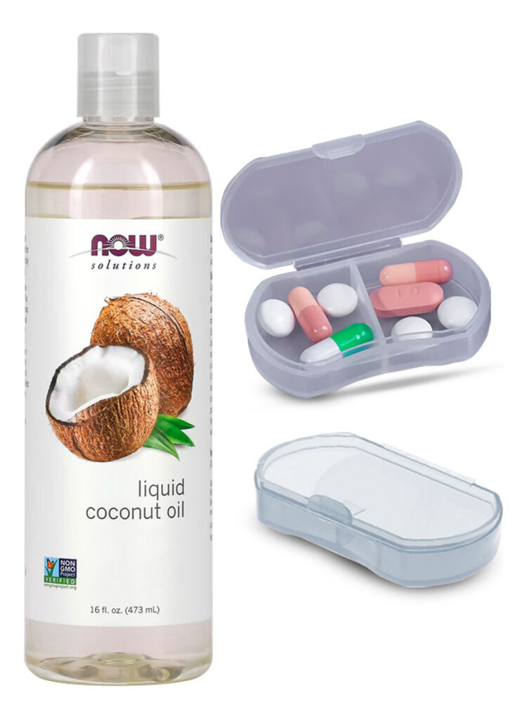 Now Foods Óleo De Coco Líquido 473ml + Porta Cápsulas