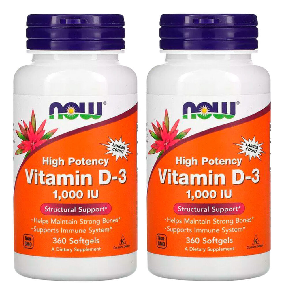 Vitamina D3 1.000ui Now Foods Vit D-3 360 Softgels 2un Sabor Sem Sabor