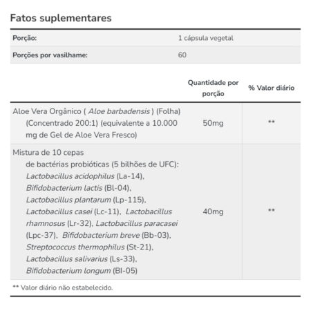 Aloe Vera E Probióticos Now Foods 60 Cáps + Porta Cápsulas - Imagem 4