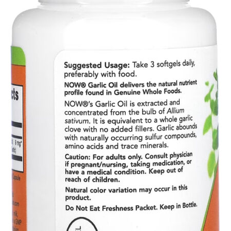 Óleo De Alho 1500mg Now Foods 100 Softgels + Porta Cápsulas - Imagem 3