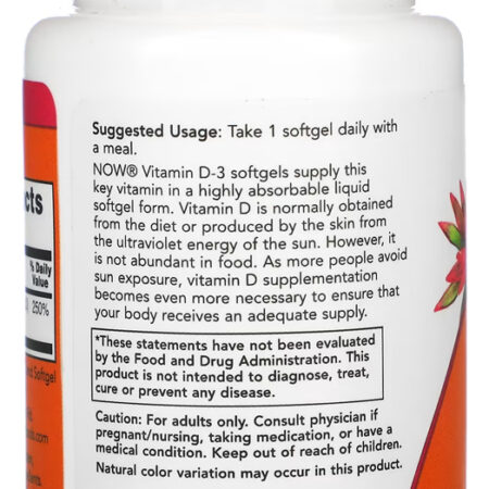 Vitamina D-3 2000iu Now Foods 30 Softgels + Porta Cápsulas - Imagem 3