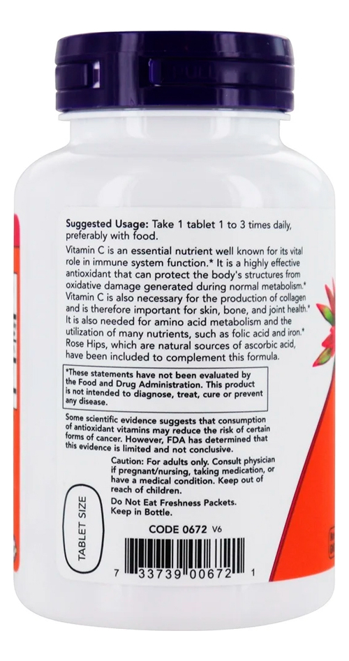 Vitamina C 500mg E Rosa Mosqueta Now Foods 250tabls 2un - Imagem 5
