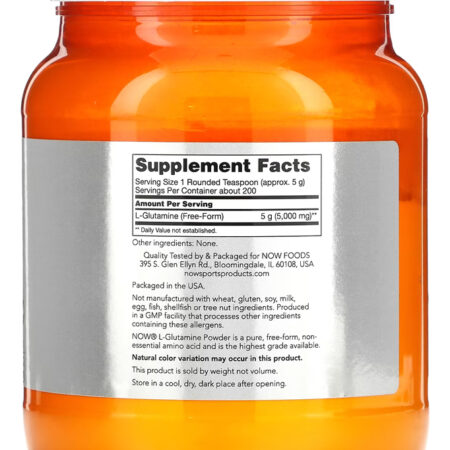 L-glutamina Em Pó Now Foods Sports 1kg Pó Puro Importado 3un - Imagem 3