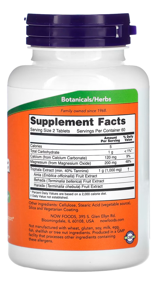 Triphala 500mg 120 Tabs Importado 5un Now Foods - Imagem 4