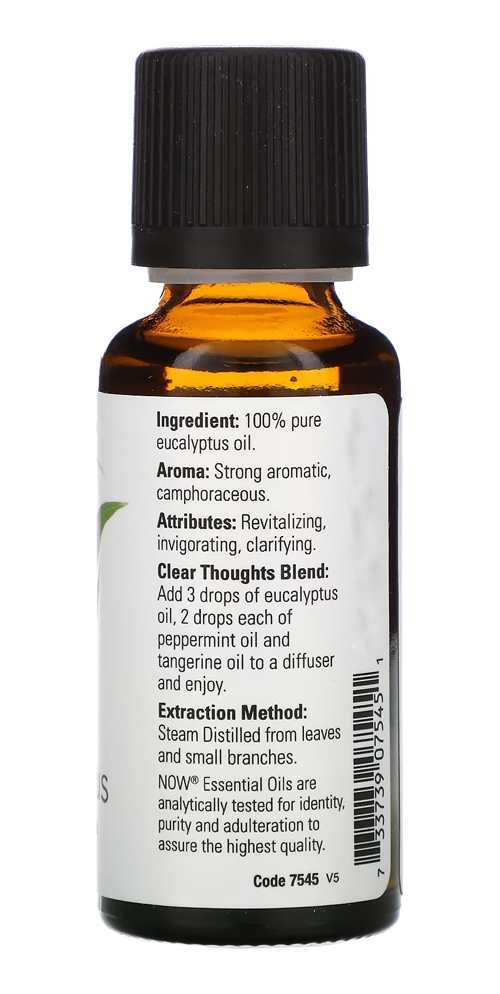 Now Foods Óleo De Eucalipto 30ml Essenciais 100% Puro - Imagem 2
