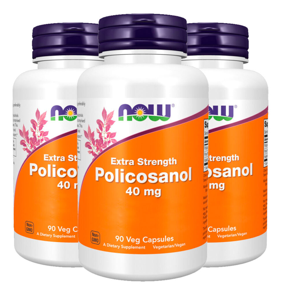 Policosanol 40mg Now Foods Dupla Força 90cáps Importado 3un