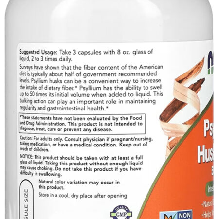 Fibra De Psyllium 500mg Now Foods Psyllium 200veg Caps 5un - Imagem 5