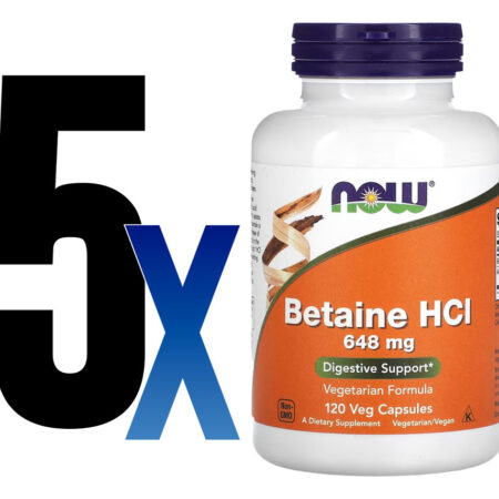 Betaína Hcl 648mg Now Foods Betaine Hcl 120 Veg Caps 5un - Imagem 2