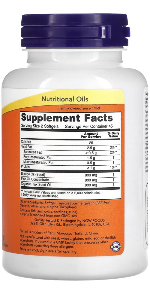 Super Ômega 3-6-9 1200mg Now Foods 90 Caps Softgels - Imagem 2