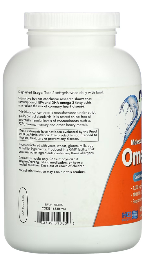Now Foods Ômega-3 Destilado 500soft Distribuidor Autorizado - Imagem 2