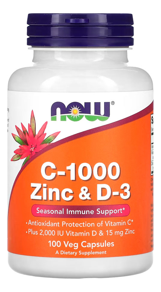 Vitamina C-1000 Zinco E D3 Now Foods 100 Cáps Importado