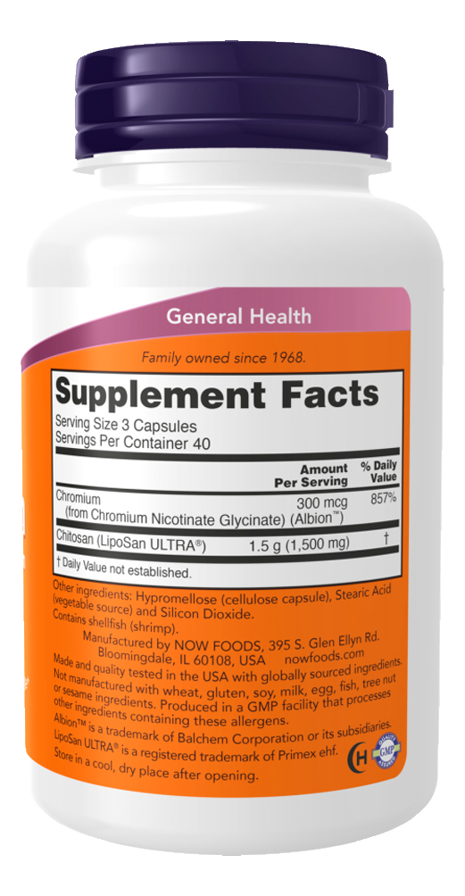 Quitosana 500mg Now Foods 120 Cápsulas Importado - Imagem 2