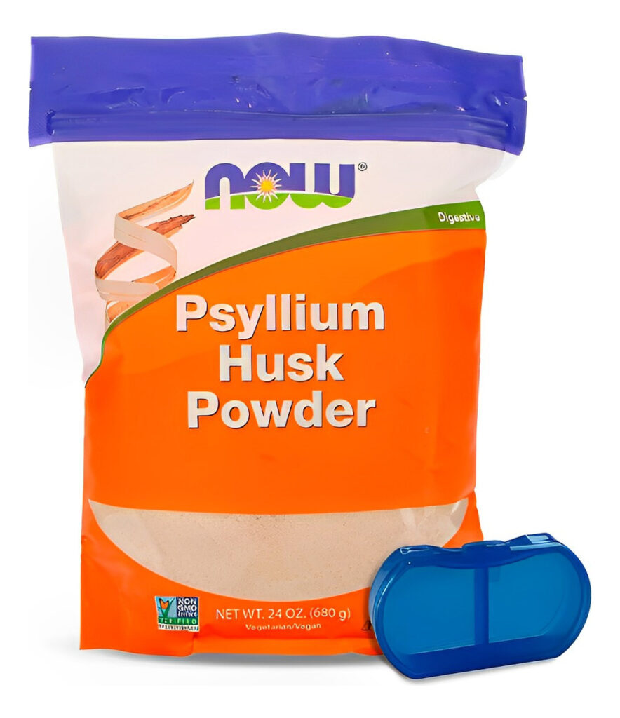 Cascas Psyllium Pó Now Foods 680g + Porta Cápsulas Sabor N/a