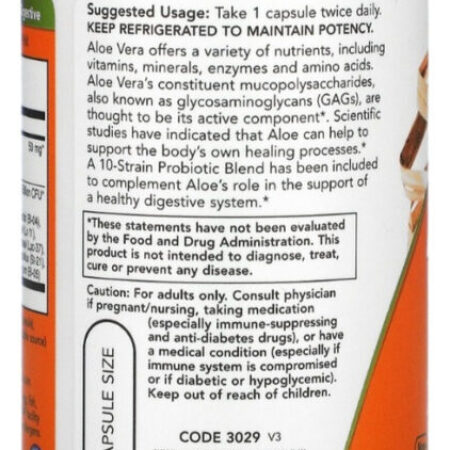 Now Foods Aloe 10,000 E Probiotics 60 Cápsulas - Imagem 6