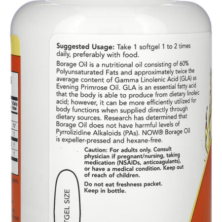 Óleo Borage (borragem) 1000mg Now Foods 60soft Importado 5un - Imagem 2