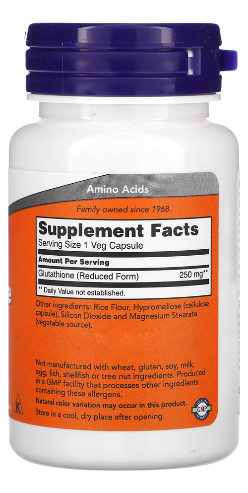 Glutathione Glutationa 250mg Now Foods 60capveg Eua/usa - Imagem 3