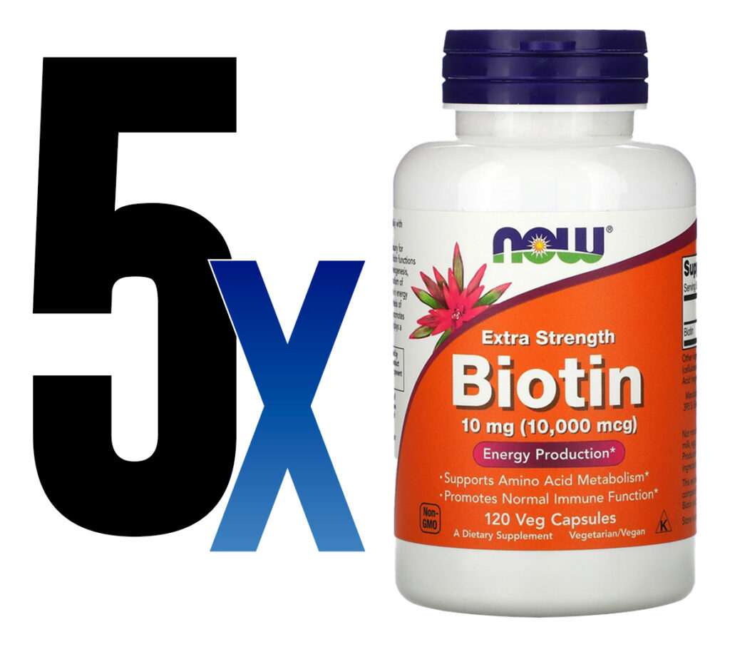 Biotina 10mg Extra Força Now Foods 120veg Caps 5un - Imagem 2