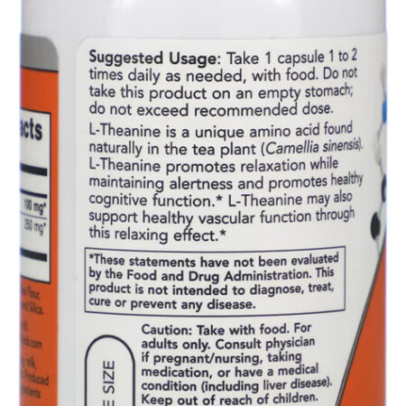L-theanine Teanina 100mg Now Foods 90 Veg Cáps Importado 5un - Imagem 4