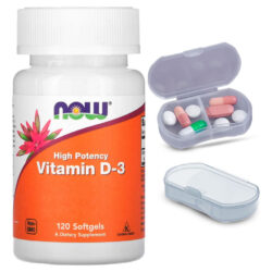 Vitamina D3 Now Foods 120 Softgels + Porta Cápsulas
