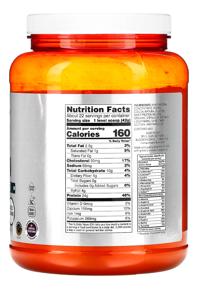 Whey Protein Em Pó Now Foods 907 G Chocolate Importado - Imagem 3