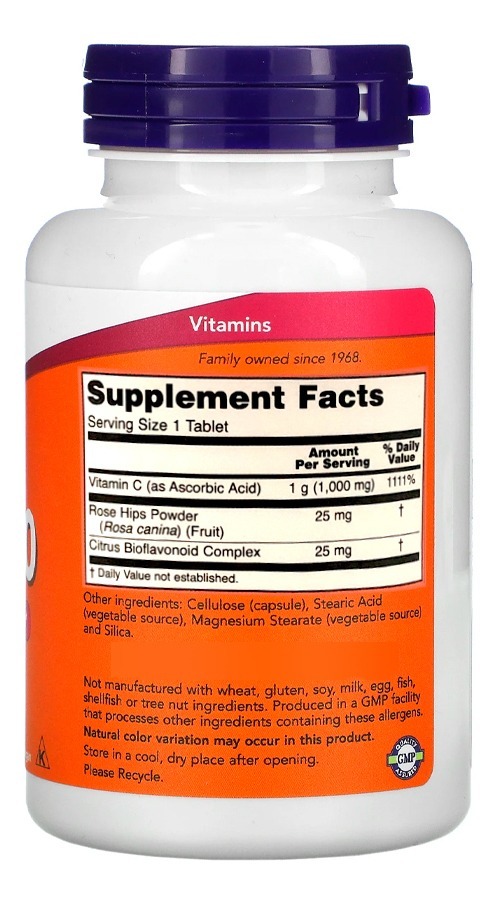 Vitamina C 1000mg E Rosa Mosqueta Now Foods 100tabls - Imagem 3