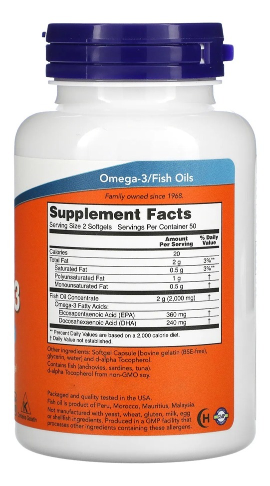 Ômega-3 Molecularmente Destilados Now Foods 100softgels - Imagem 2