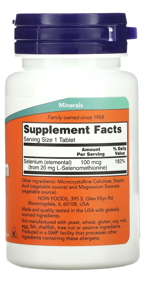 Selênio 100mcg Now Foods Selenium 100 Talets 3un Sabor Sem Sabor - Imagem 3
