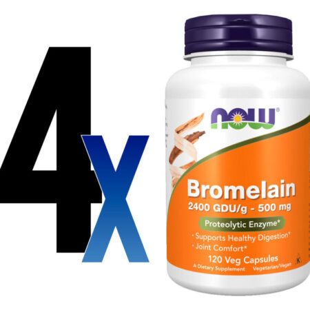 Bromelaína 500mg Now Foods 2400gdu/g 120veg Caps 4un - Imagem 2