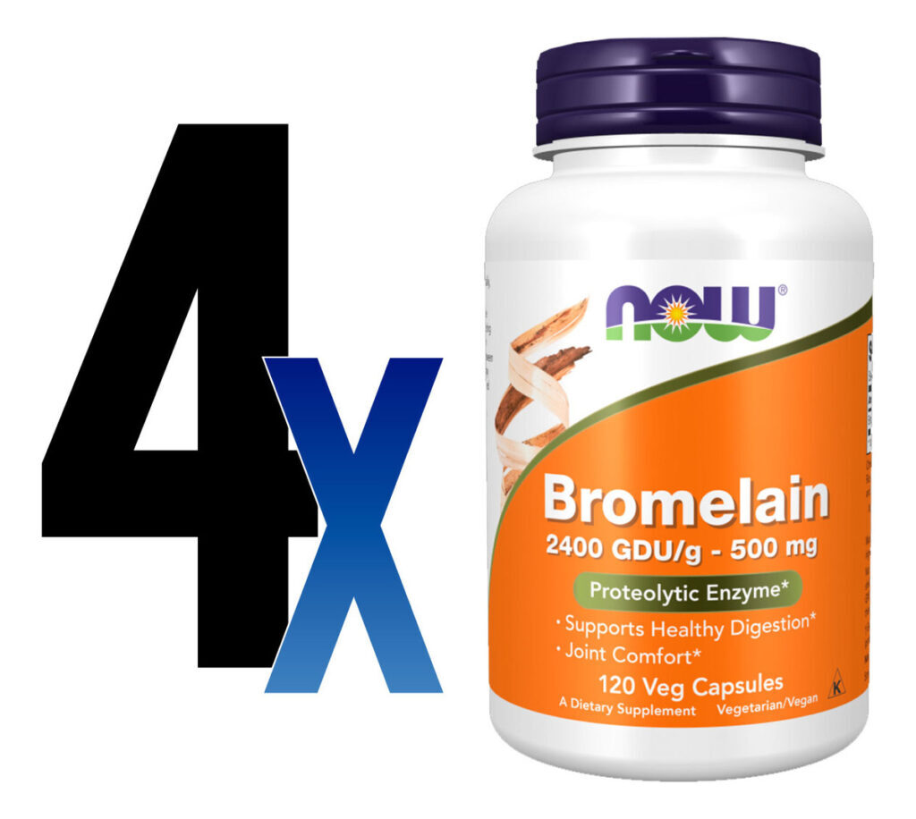 Bromelaína 500mg Now Foods 2400gdu/g 120veg Caps 4un - Imagem 2