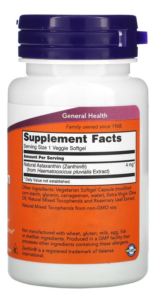 Astaxantina 4mg Now Foods 60vegs Softgel - Imagem 2