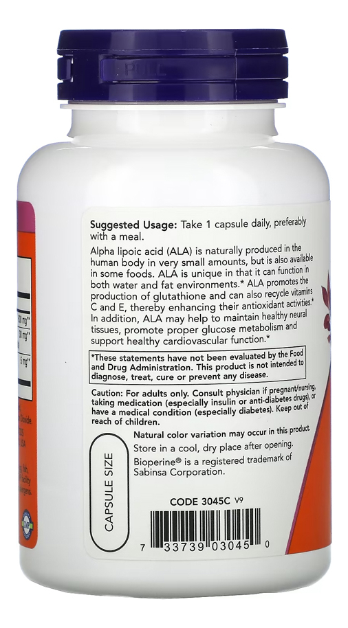 Ácido Alfa Lipóico 600mg Now Foods 120 Caps + Porta Cápsulas - Imagem 3