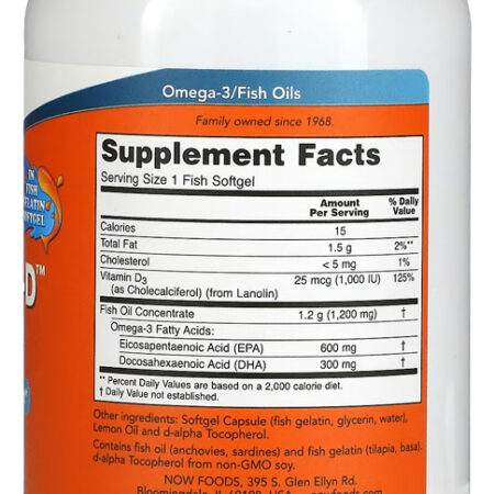 Ultra Omega 3d 600epa/300dha 180soft Importado 3un Now Foods - Imagem 3