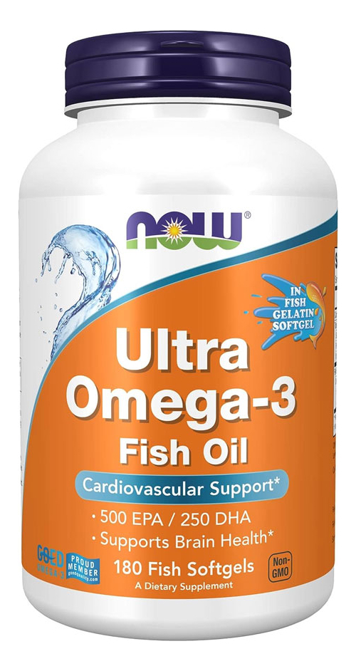 Ultra Omega-3 Now Foods 500/250 Fish Gelatin 180 Softg 4un - Imagem 3