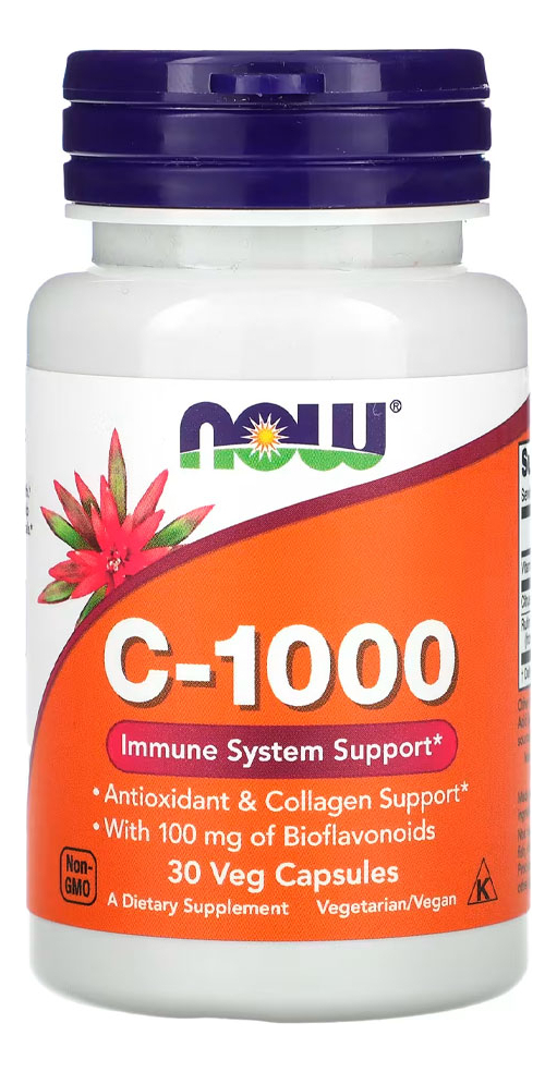 Vitamina C-1000 Now Foods 30 Veg Cápsulas Sabor Without Flavor