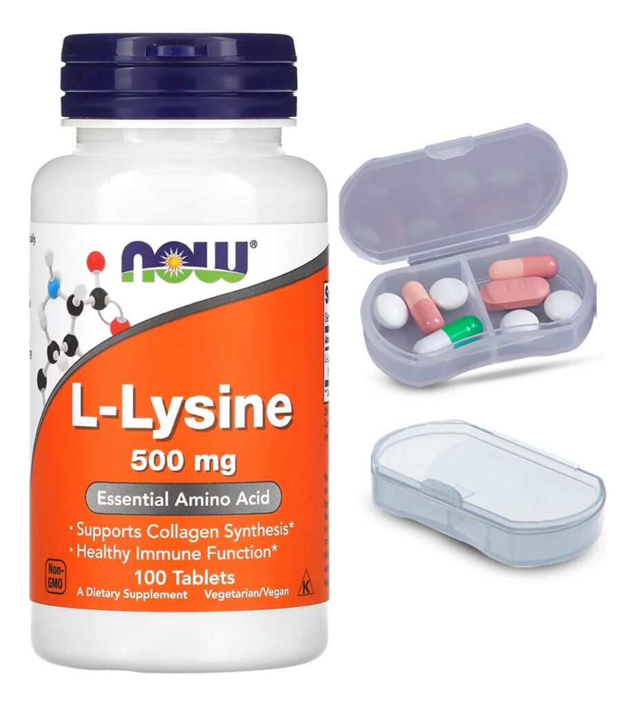 L-lisina 500 Mg Now Foods 100 Tablets + Porta Cápsulas