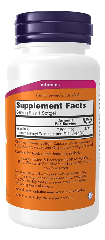 Vitamina A Now Foods 250 Cáps Softgels + Porta Cápsulas - Imagem 2
