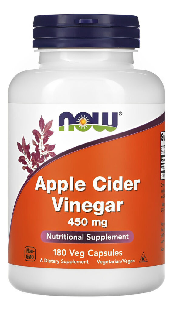 Vinagre De Maçã 450mg Cider Vinegar 180 Veg Caps Now Foods Sabor N/a